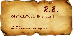 Rákóczi Bálint névjegykártya